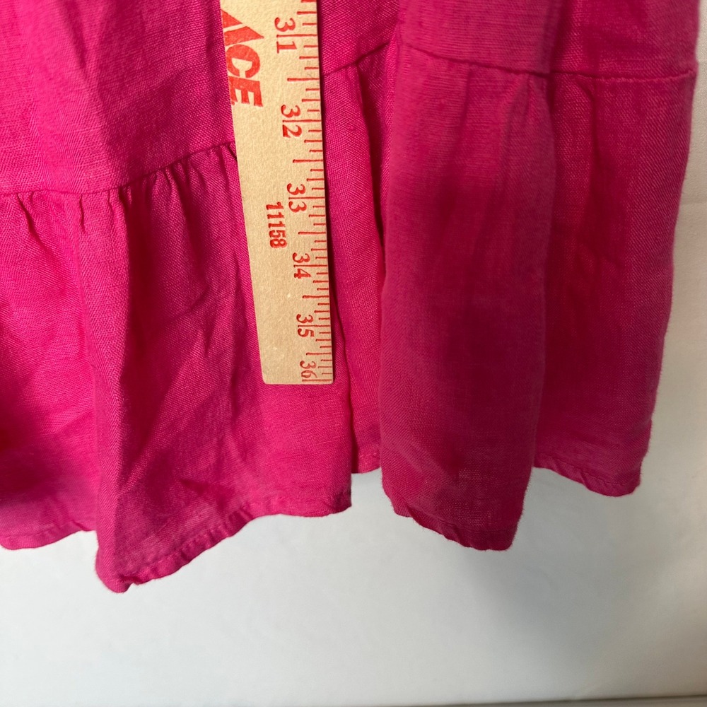 Bellaombra Italy Pink Linen Tiered Halter Tie Back Mini Dress Womens Size Medium - Picture 3 of 5